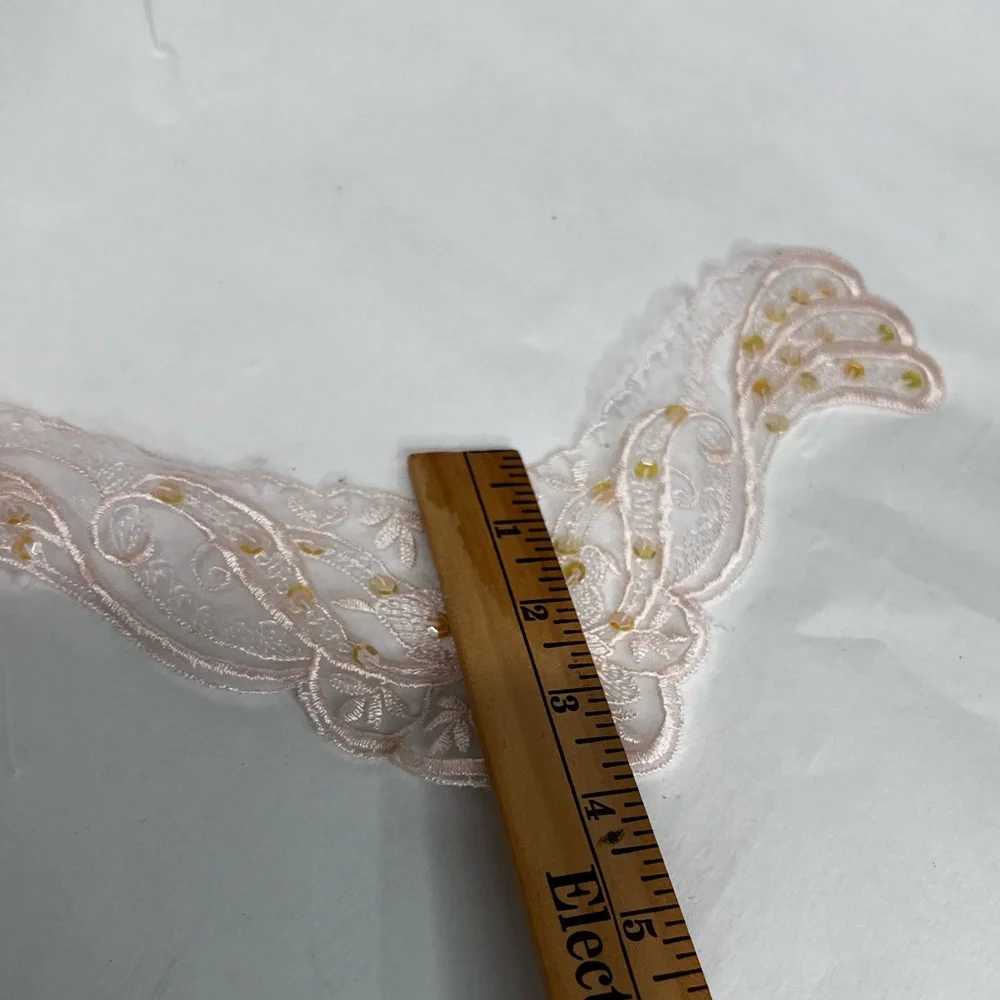 Elegant Lace Appliqué with Sequin & Floral Design